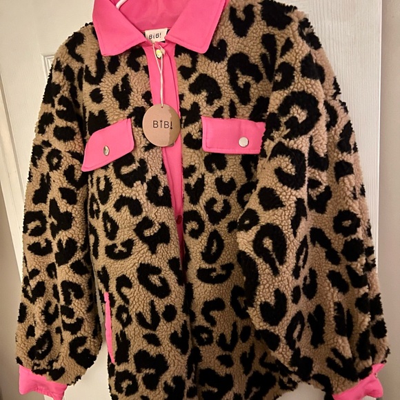 BiBi Jackets & Blazers - Bibi Leopard Print Jacket with Pink Accents